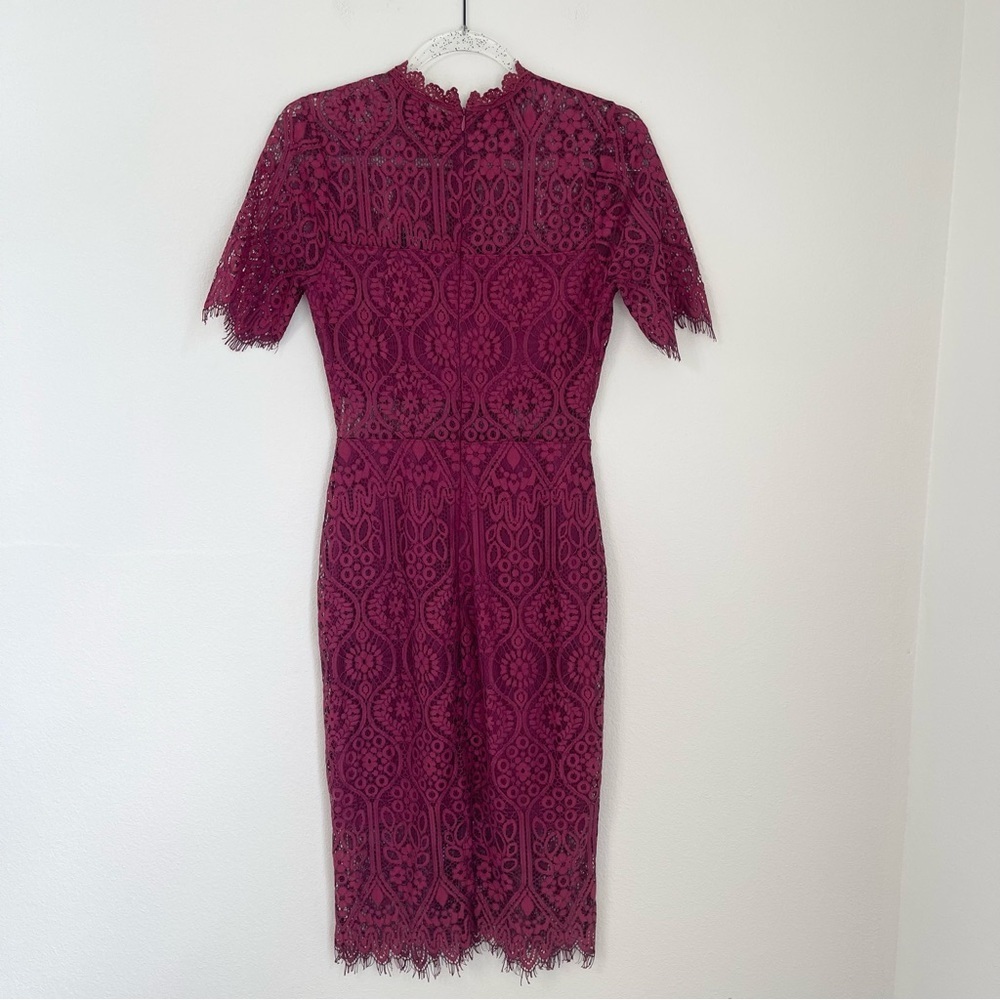 Lulu’s Remarkable Burgundy Lace Sheath Dress. Size XS - Picture 6 of 16